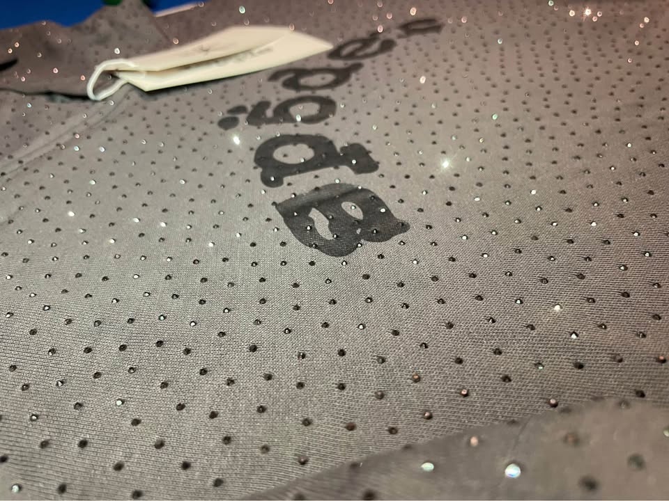 SP5DER Worldwide Grey and Black Rhinestone Hoodie - photo 2