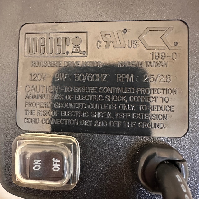 Weber BBQ Rotisserie Motor - photo 2