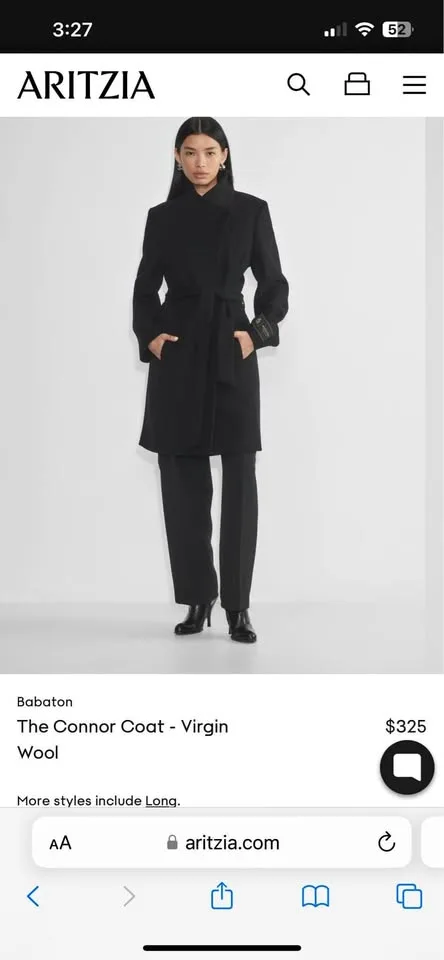 Brand new Babaton Conner wool coat, black size S thumbnail