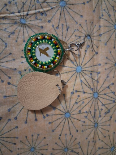 Beaded Green Eagle Earrings - photo 3