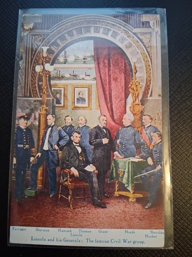 VINTAGE postcard Lincoln and his generals