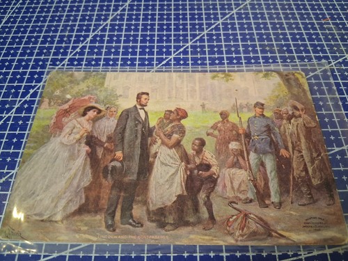 vintage postcard Lincoln and the contrabands
