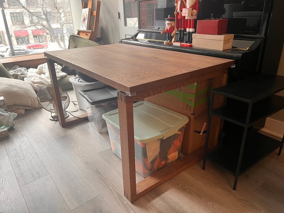 4 to 6-seat oak wood veneer brown dining or kitchen table - photo 3