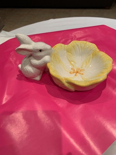 Bowl Bunny Sunflower Vintage Embossed Bowl Dept 56 - photo 5
