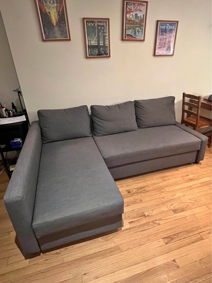 FRIHETEN (IKEA) dark gray sofa bed, 3 sections + chase + storage