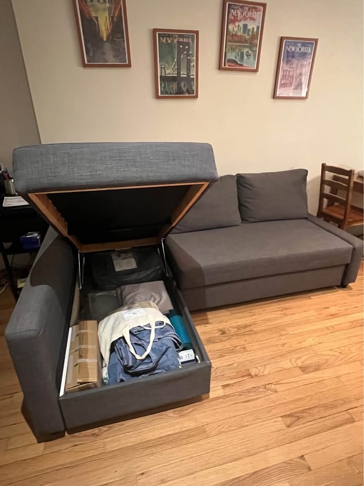 FRIHETEN (IKEA) dark gray sofa bed, 3 sections + chase + storage - photo 2