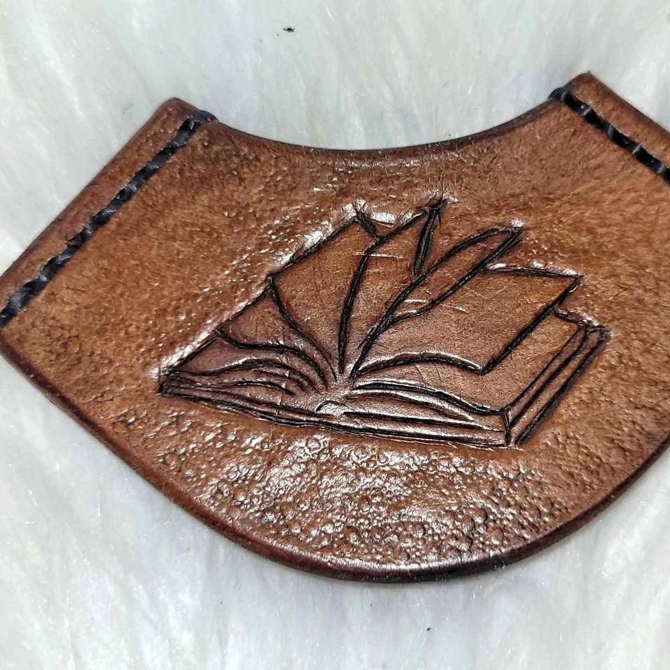 Handmade Leather Bookmark with Book Design