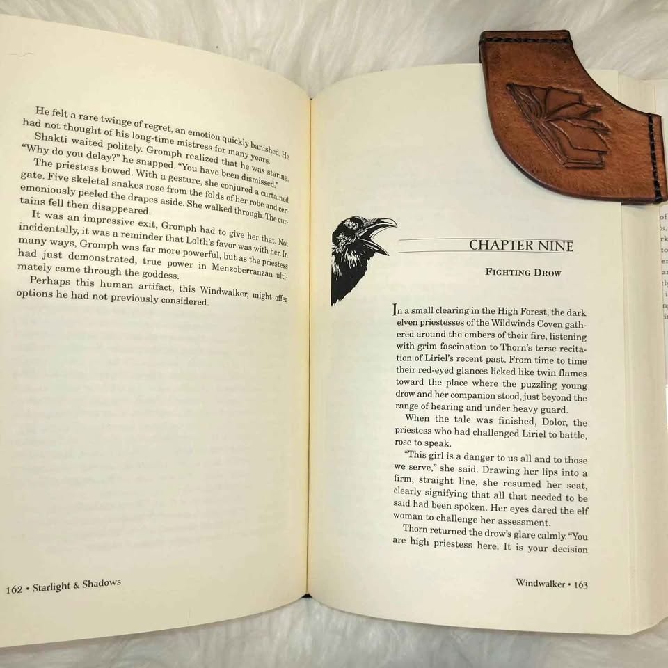 Handmade Leather Bookmark with Book Design - photo 2