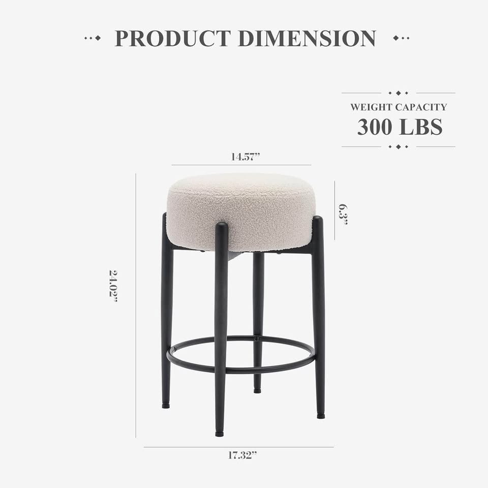 Set of sherpa counter stools (2) - mid century - New - photo 2