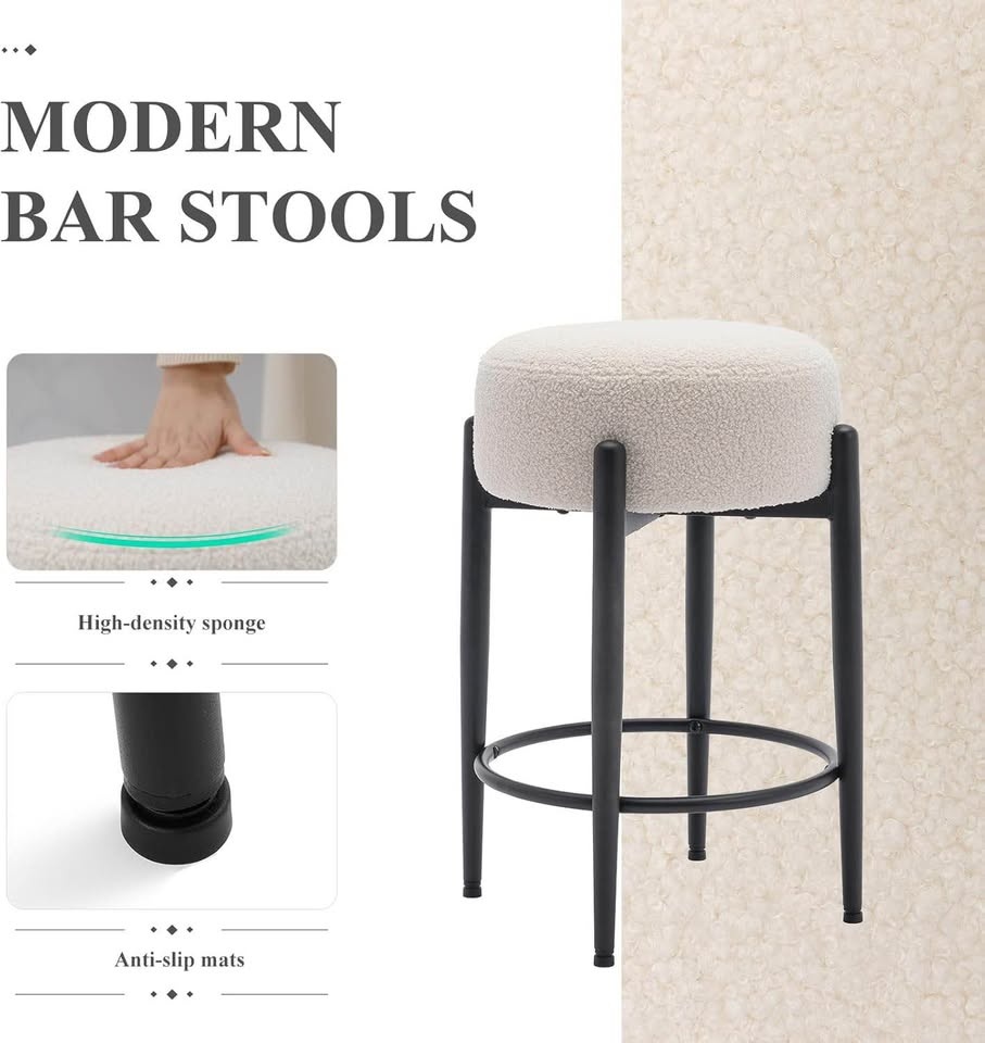 Set of sherpa counter stools (2) - mid century - New - photo 4