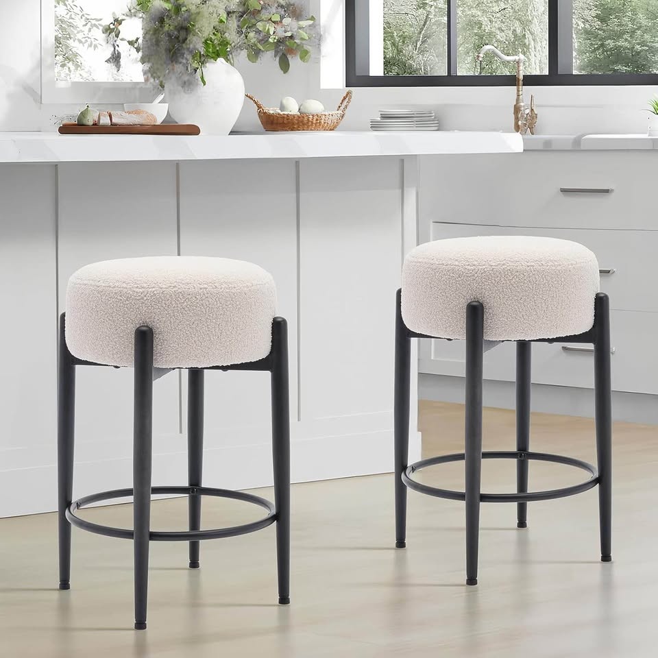 Set of sherpa counter stools (2) - mid century - New - photo 5
