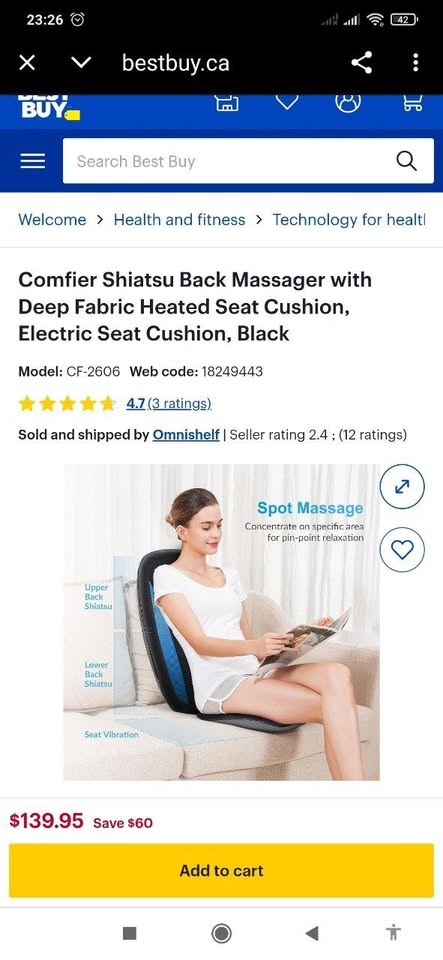 Comfier Shiatsu Back Massager with Heat - photo 2