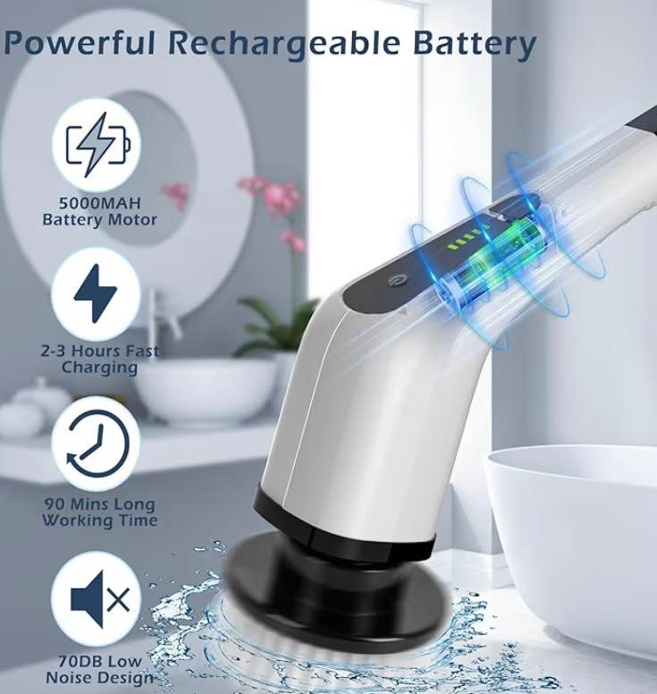Electric Spin Scrubber, 8 Replaceable Brush Heads-90Mins - photo 4