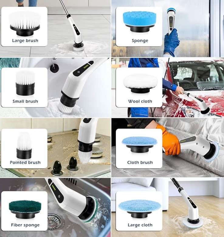 Electric Spin Scrubber, 8 Replaceable Brush Heads-90Mins - photo 5