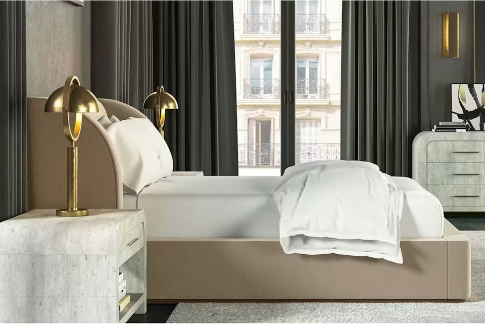 Saatva Cassis, King, Taupe Vintage Velvet Bed Frame, New - photo 3