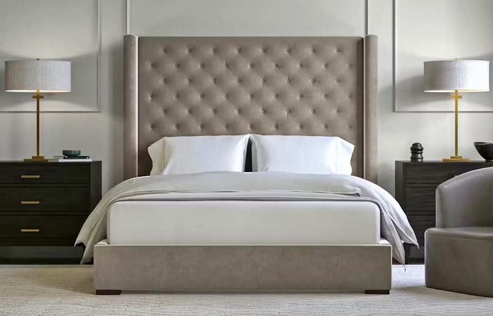 Saatva Amalfi King Graphite Velvet Bed Frame NEW