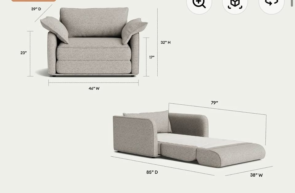 Koala Sofa Bed 46" Twin XL Paperbark Gray NEW