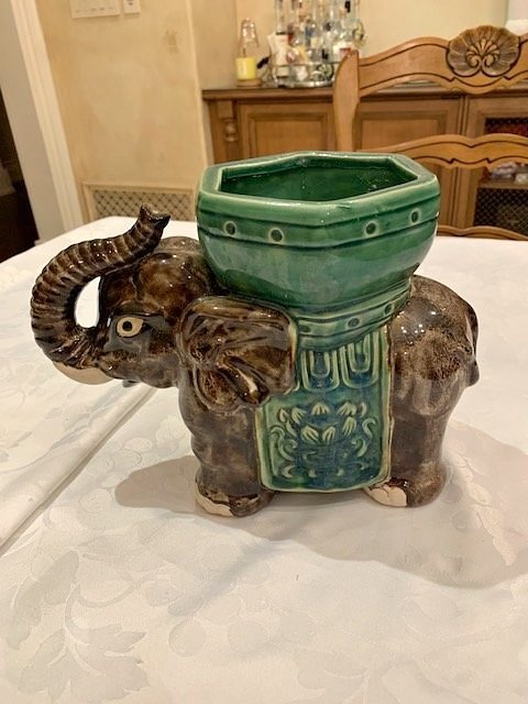 Planter Vintage Glazed Elephant