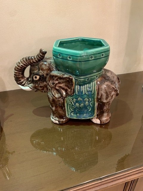 Planter Vintage Glazed Elephant - photo 3