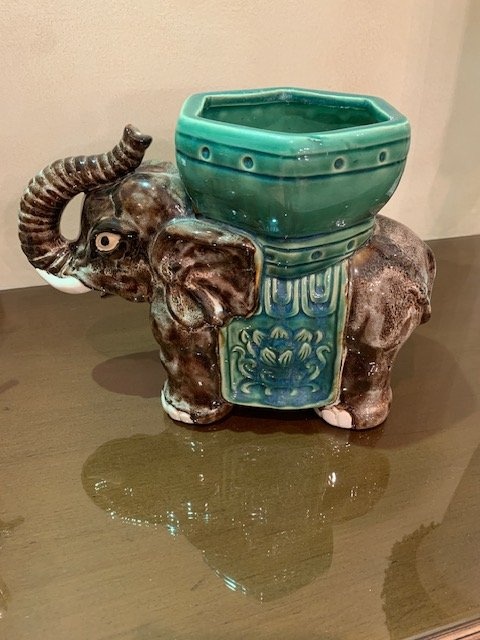Planter Vintage Glazed Elephant - photo 4