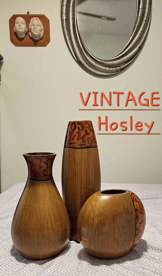 Wood vintage vases bundle sale