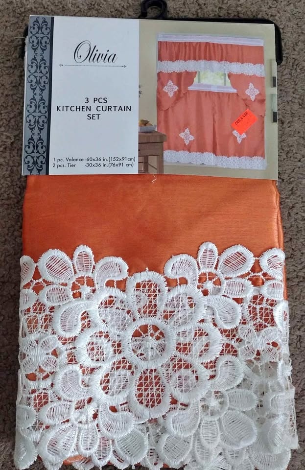 2 sets for $10 3 piece kitchen curtains