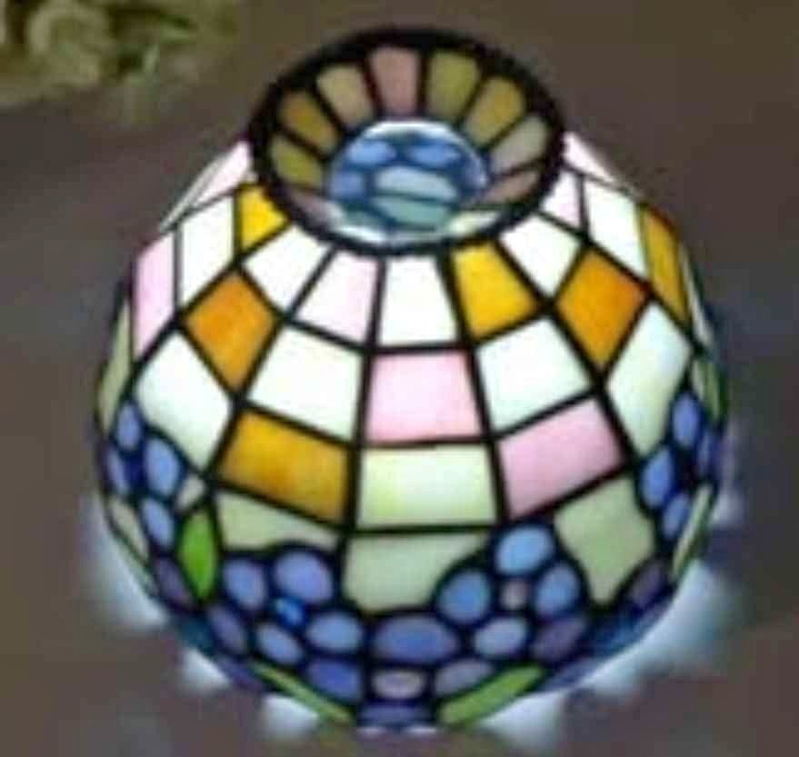 Stained colorful mini glass shade & free Silver Mercury glass ca