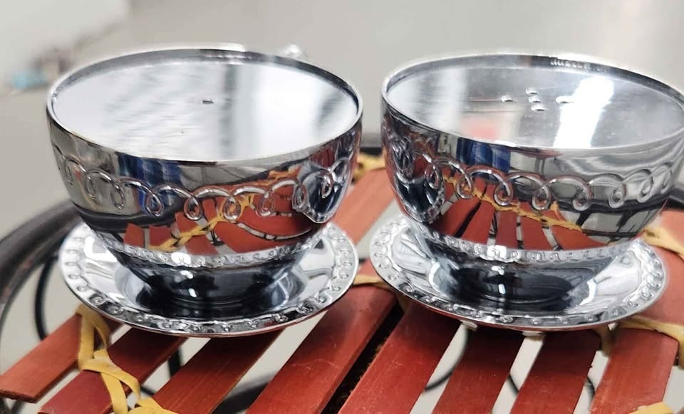 Silver salt & pepper tea cups  And more  please read - photo 3
