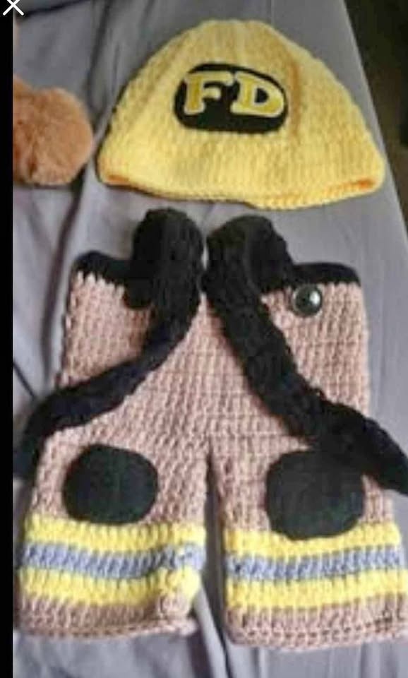 crochet fireman doll  jumpsuit