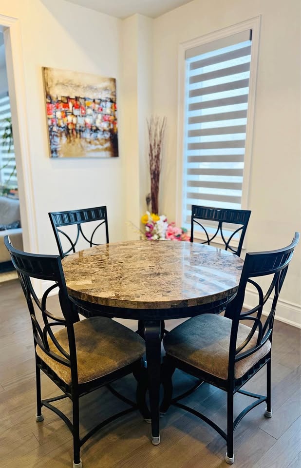 Faux Marble Round Dining Set