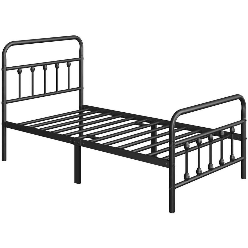 Fullfurnique Metal Platform Bed, Twin, Black - photo 3
