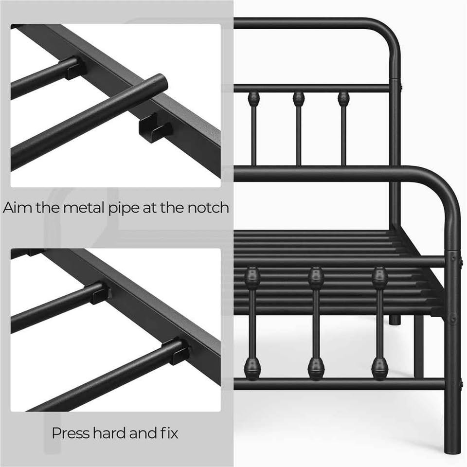 Fullfurnique Metal Platform Bed, Twin, Black - photo 4