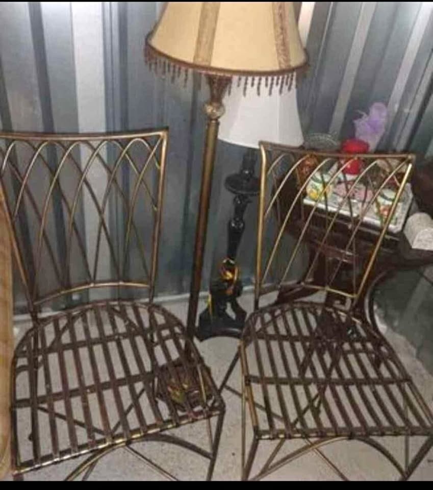 Metal bronze stools 46" H