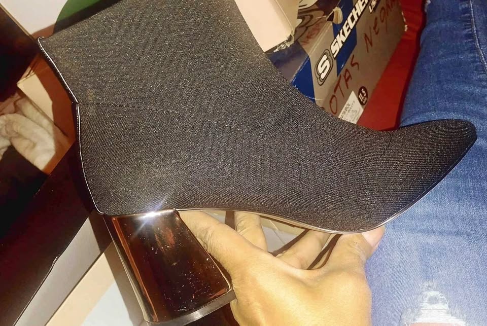 black & rose gold ankle boot 9.5