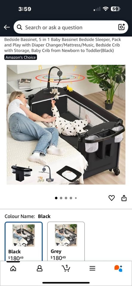5-in-1 Baby Bassinet / Bedside Sleeper – Like New!