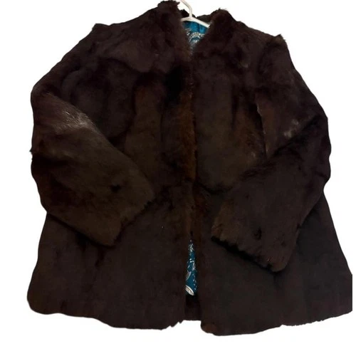 Custom Women’s Small Fur Coat Mob Wife Sz Small with Blue Floral - photo 4