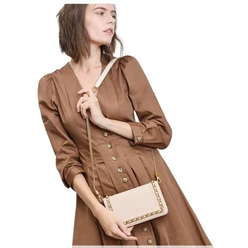 Charles & Keith Cream Gold Crossbody Bag Mini Clutch - photo 4