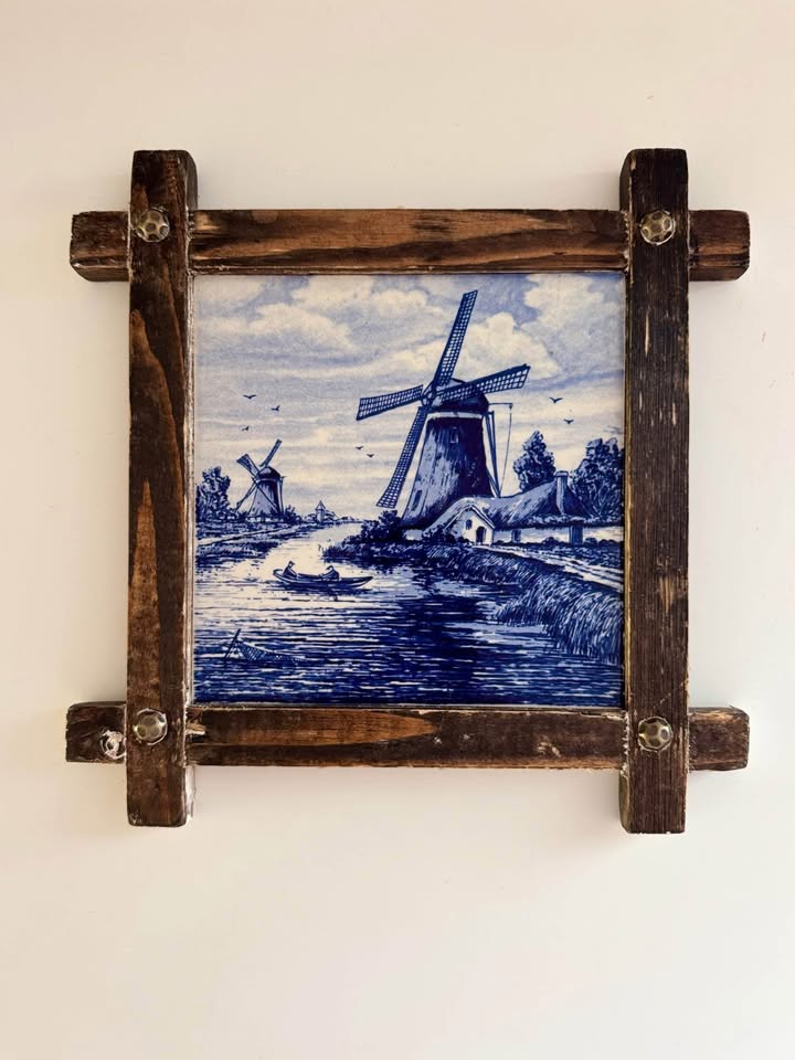 Delft Blue Windmill Tile Wall Hanging - Made in Holland - photo 2
