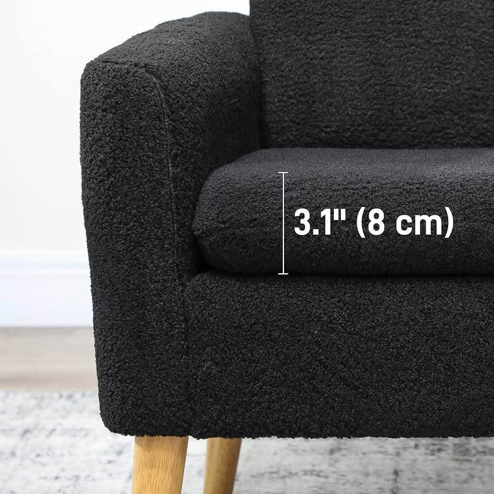 LIKE NEW Wayfair Teddy Fabric Accent Chair Black - photo 3