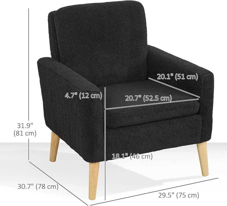 LIKE NEW Wayfair Teddy Fabric Accent Chair Black - photo 4