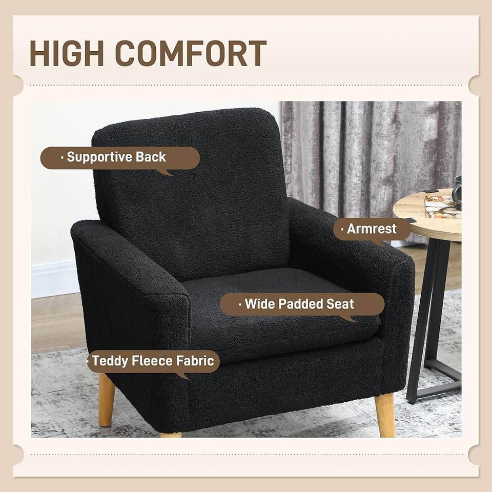 LIKE NEW Wayfair Teddy Fabric Accent Chair Black - photo 5