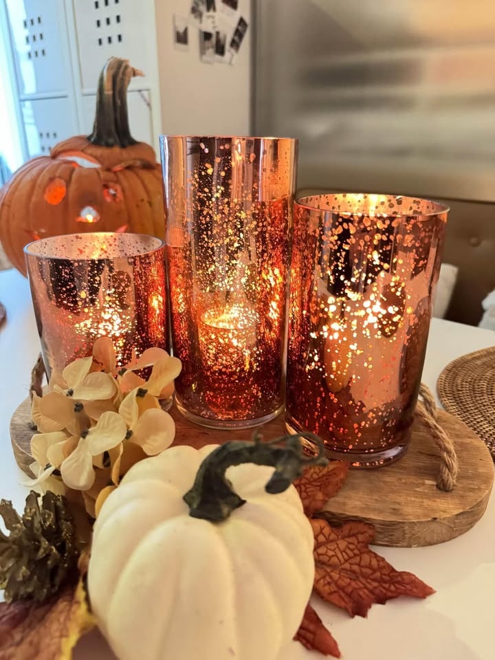 DEVI 3pcs Rose Gold OR Silver Mercury Glass Candle Holders - photo 2