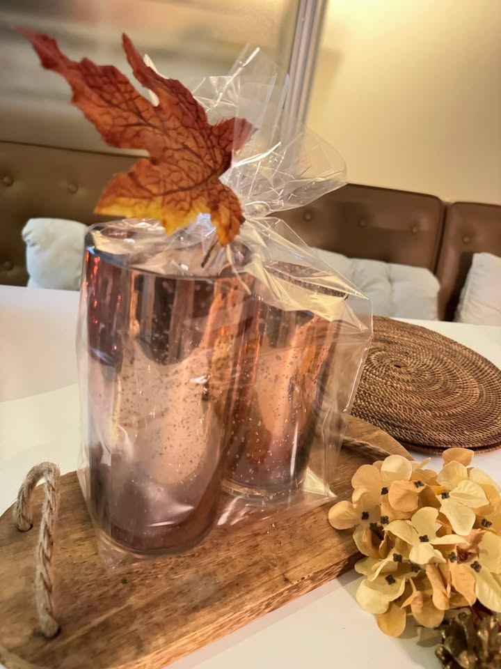 DEVI 3pcs Rose Gold OR Silver Mercury Glass Candle Holders - photo 4