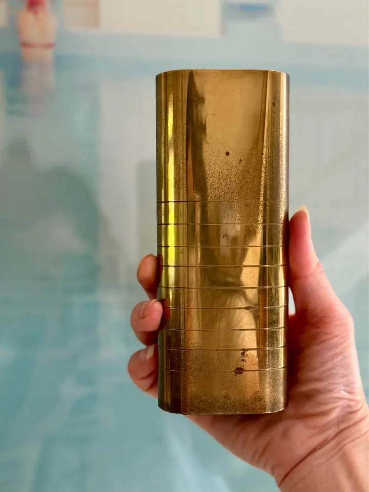 Brass Bud Vase - MCM vase / pencil holder / table decor image indicator(7)