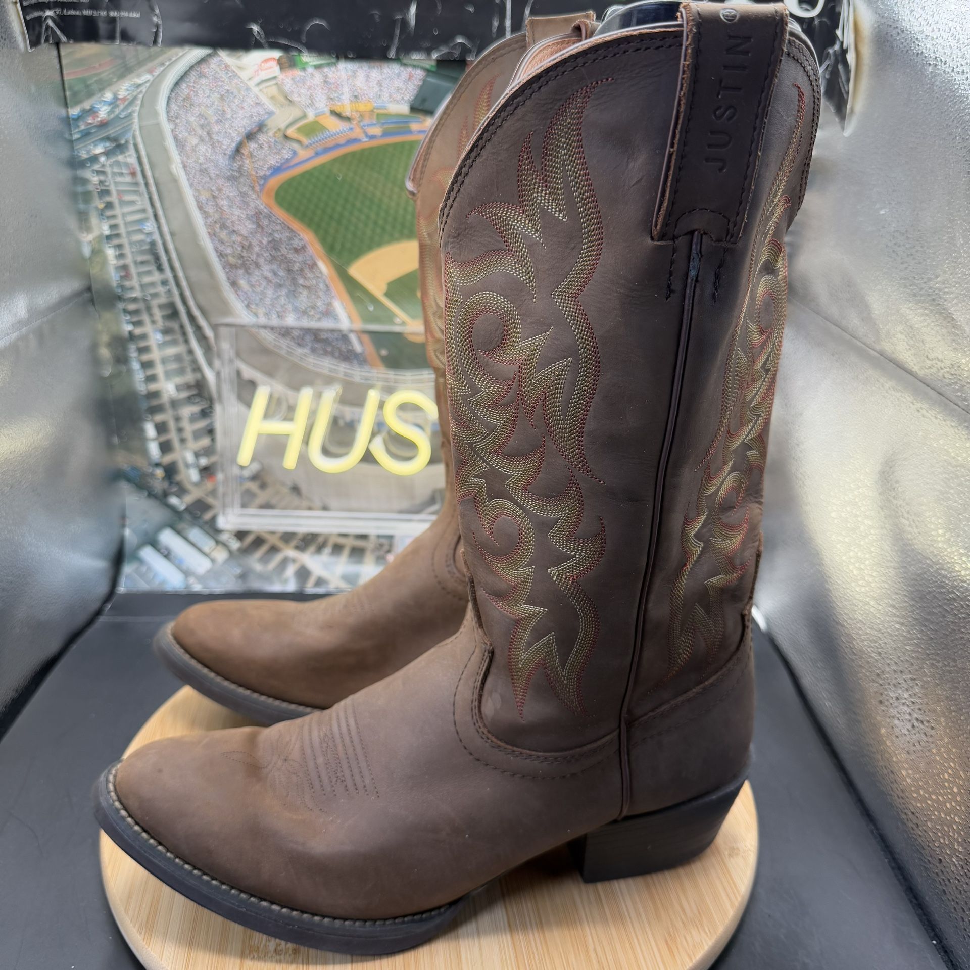 Justin Stampede 2551 Brown Leather Cowboy Boots 10EE - photo 2