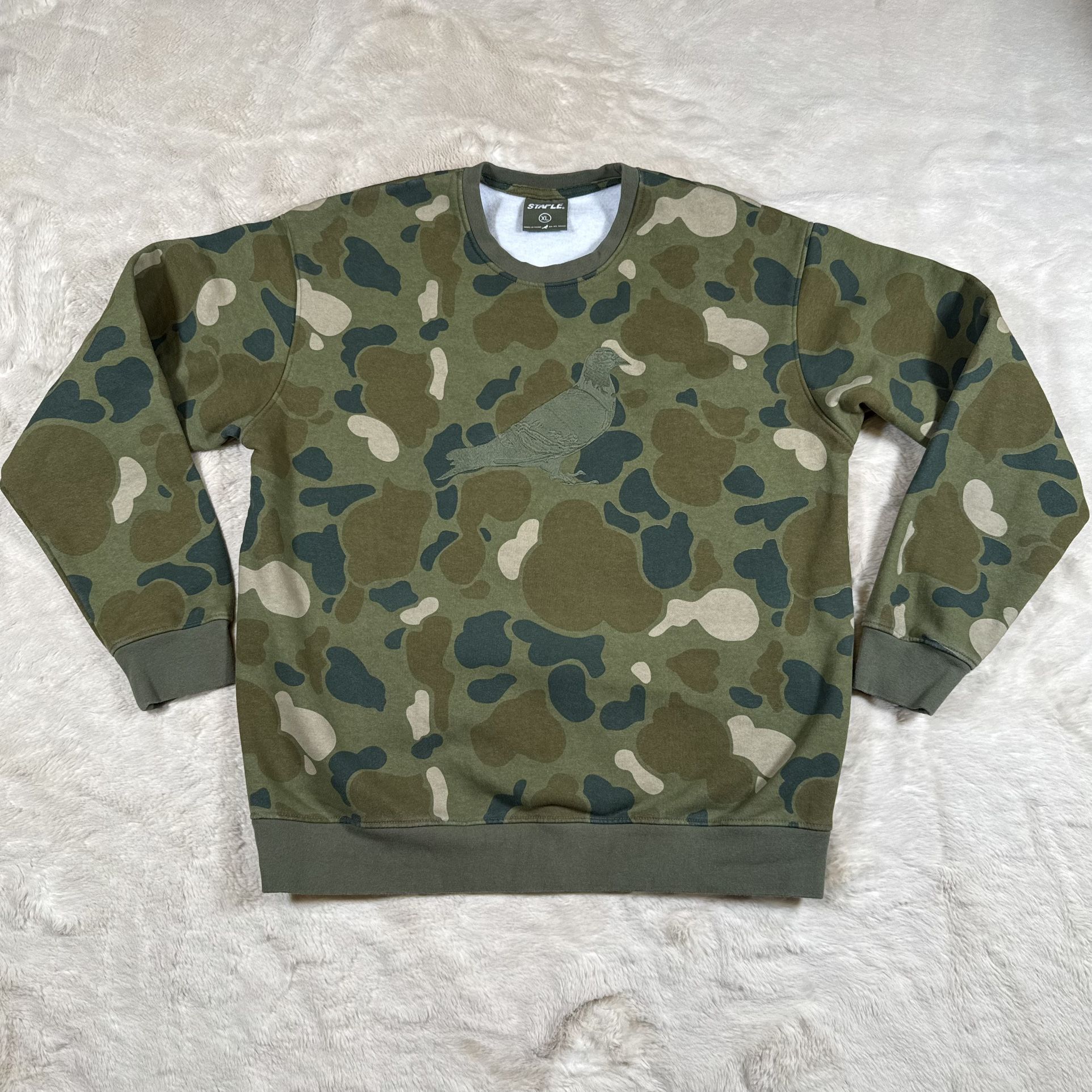 Staple Stuyvesant Washed Crewneck Camo Mens XL