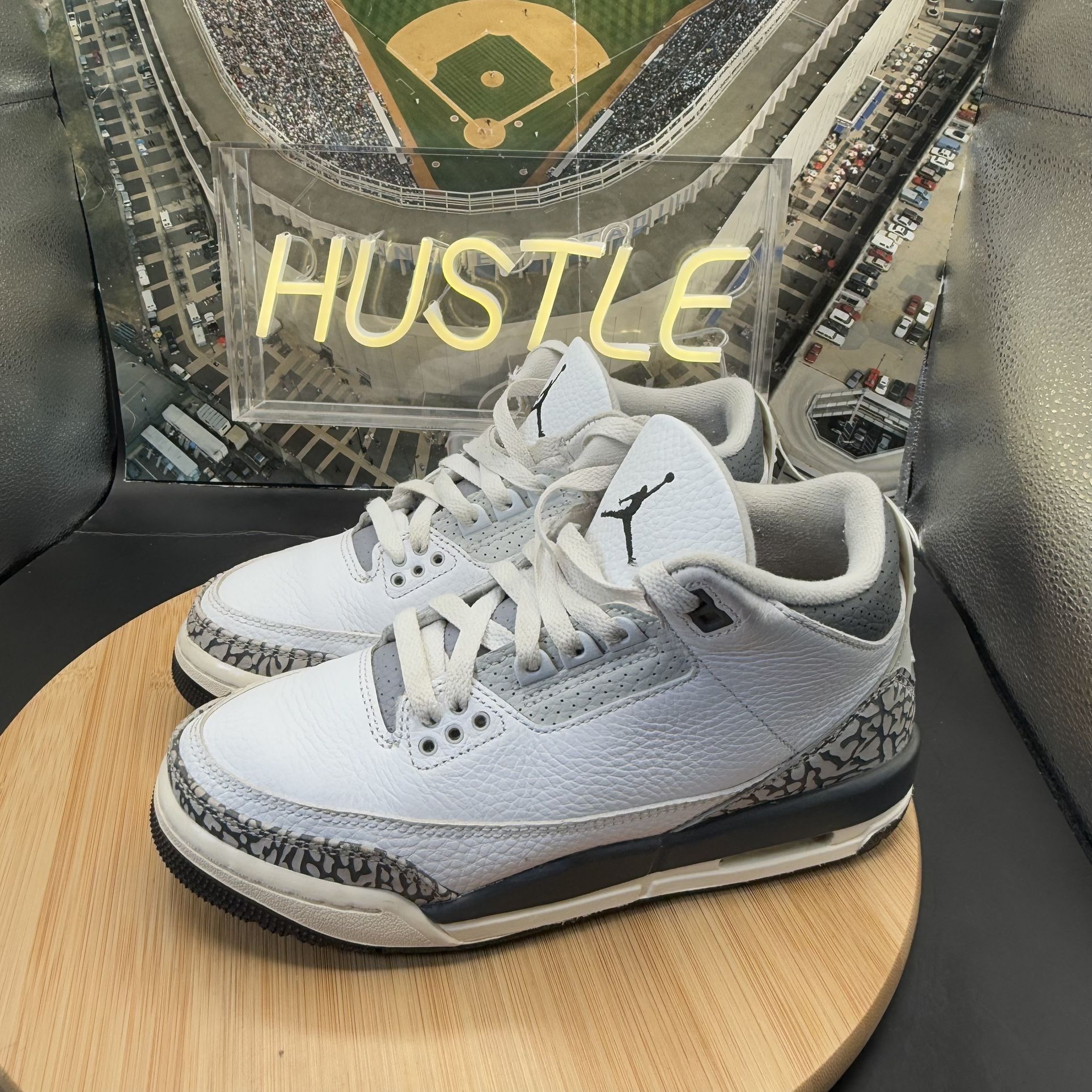 Jordan 3 Retro (GS) Hide N' Sneak White Grey Black Sz 5Y - photo 3