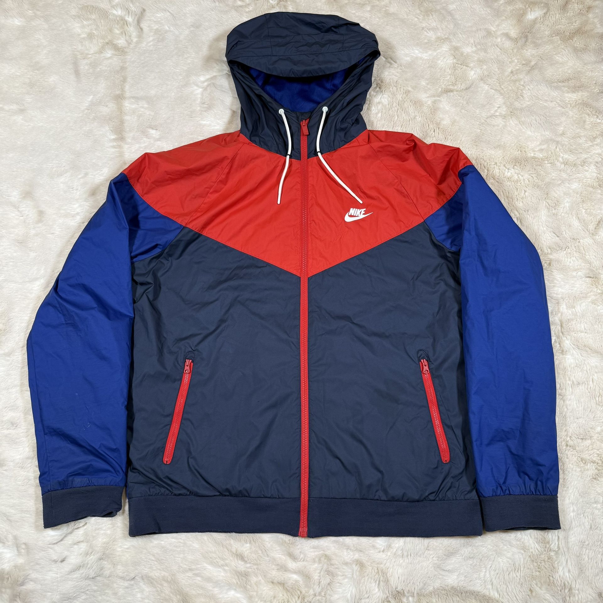 Nike Windrunner Jacket Mens L Blue Red Colorblock Full Zip Windb