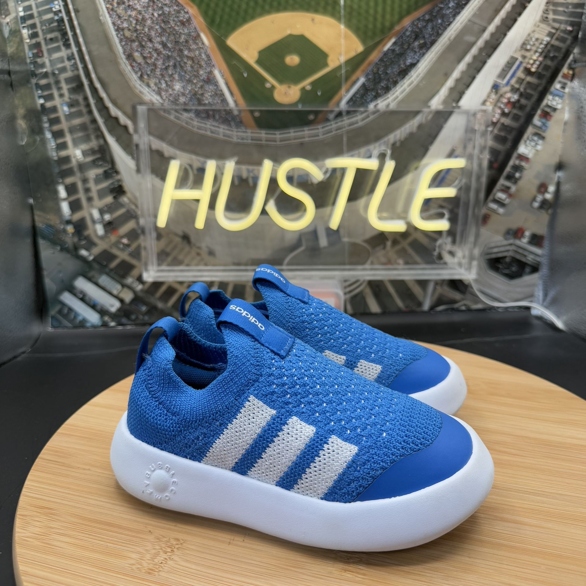 Adidas (TD) Bubblecomfy Slip On Shoes Blue/White Sz 9K - photo 2