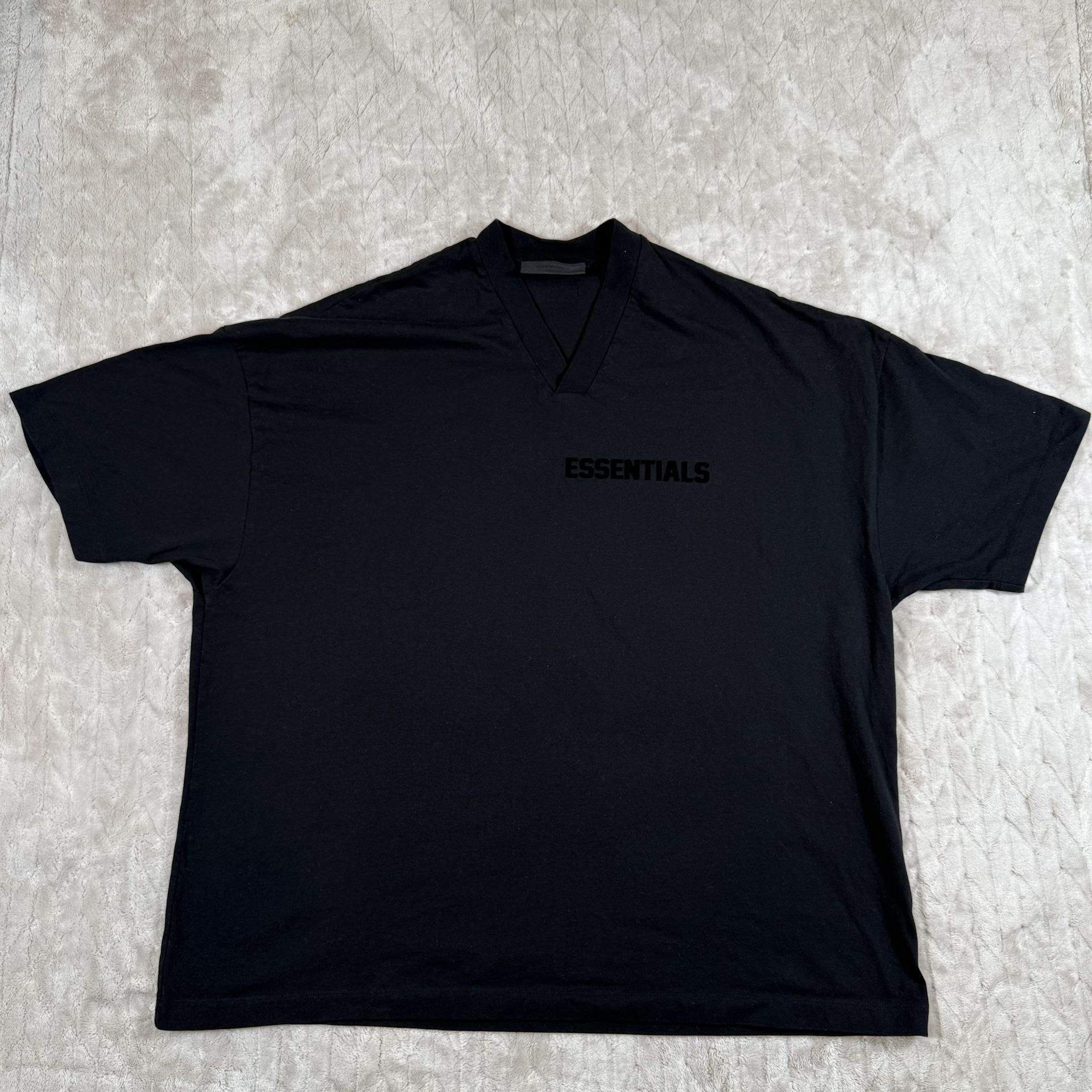 Fear Of God Essentials V Neck Shirt Oversized Jet Black Large - photo 2